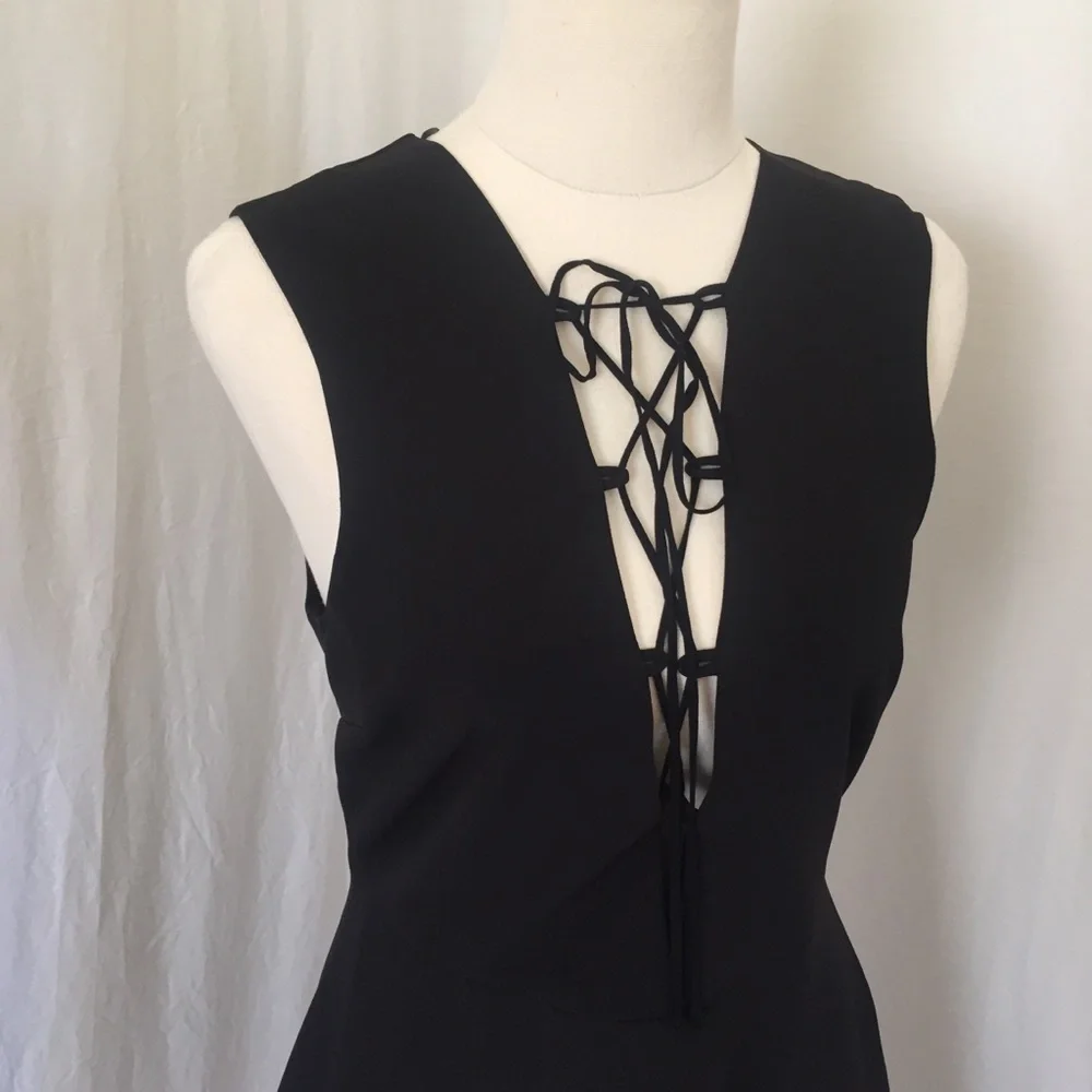 ZARA womens M black fitted dress lace up bodice  sleeveless NEW woth tags LBD - Picture 2 of 16